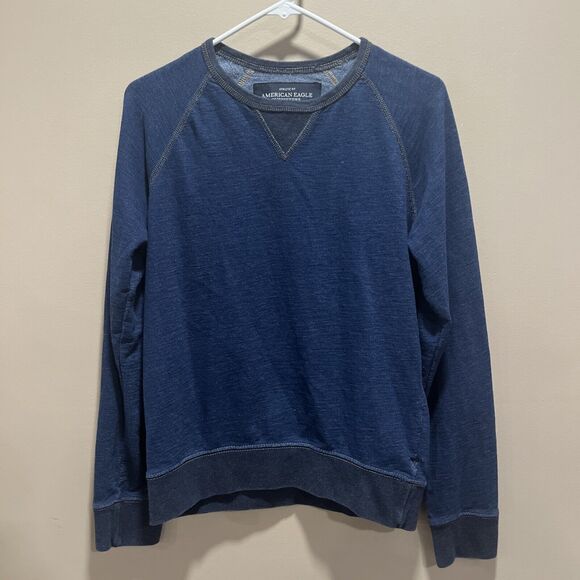 American Eagle Outfitters Women's Denim Sweatshirt S Athletic Preppy Hipster - Picture 1 of 11